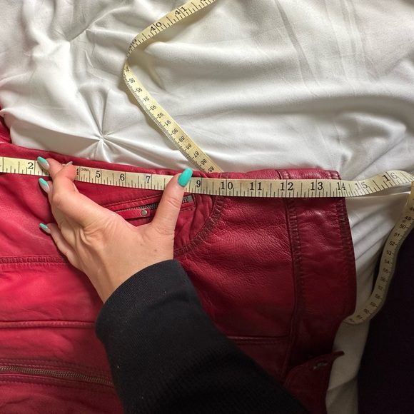 Red biker leather jacket - Picture 6 of 9